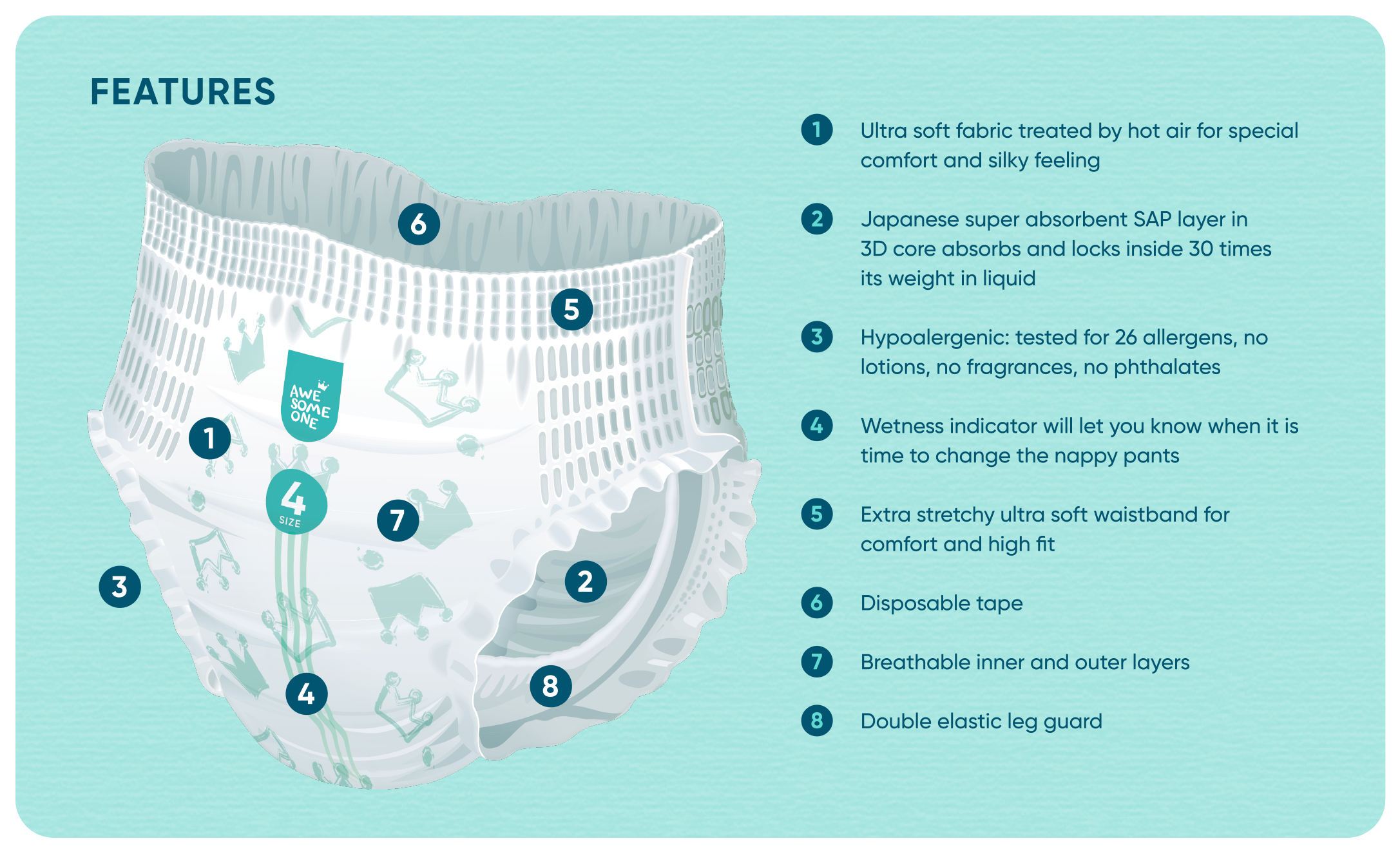 Awesome One Ultra Light Ultra soft Ultra absorbent Pul Up Pants