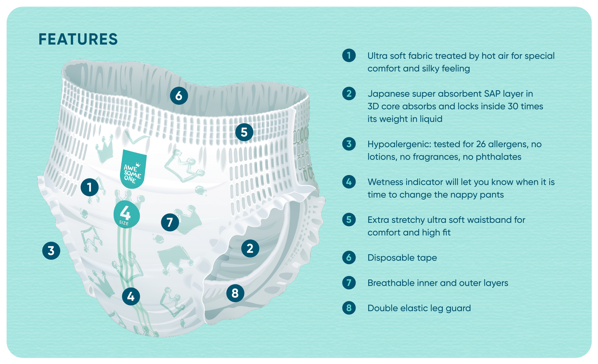 Awesome One Ultra Light Ultra soft Ultra absorbent Pul Up Pants